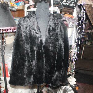 Gorgeous Vintage Sheared Black Mink Fur Jacket Coat 1/2 Caplet M
